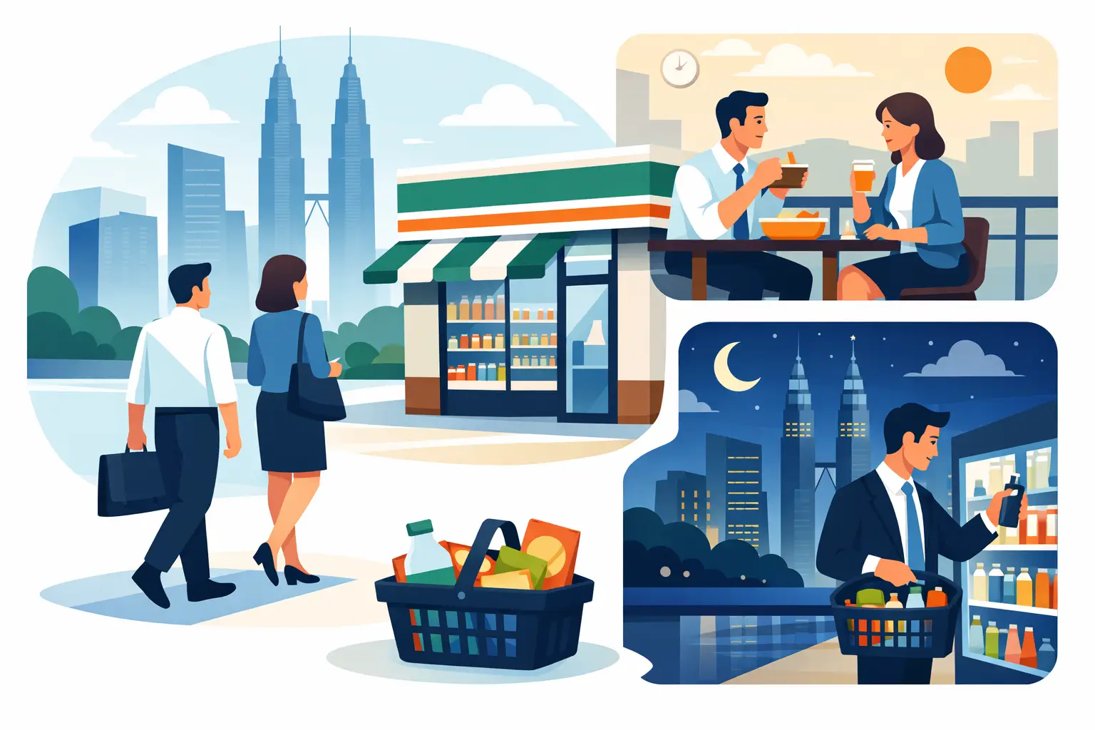 上班族快速补货便利店怎么选，KLCC午休下班深夜采购更省时省心