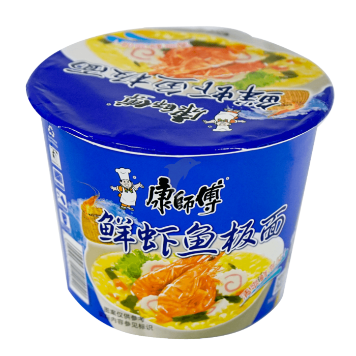 经典桶康师傅面 鲜虾鱼板102G