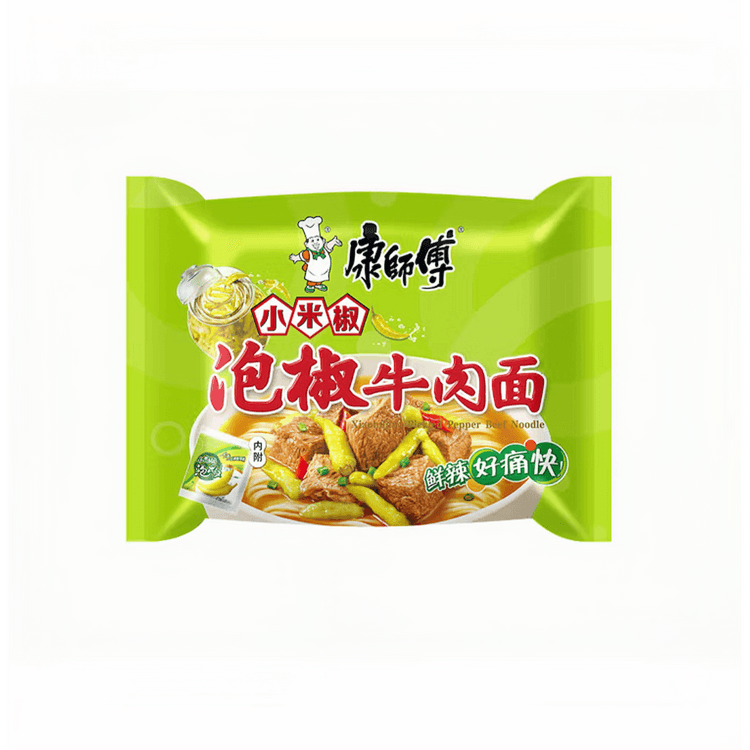 经典袋康师傅面 泡椒牛肉104G