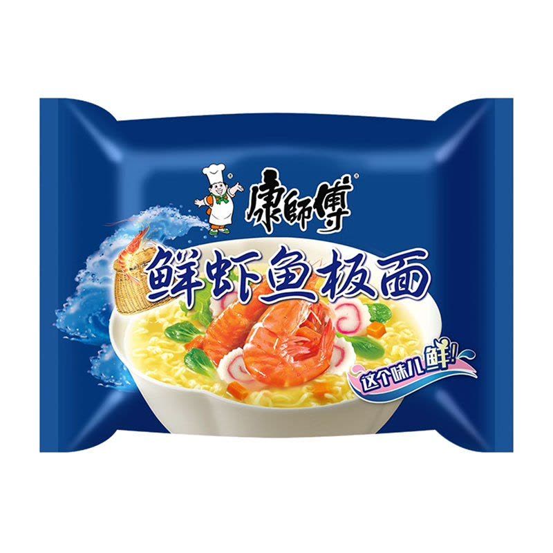 经典袋康师傅面 鲜虾鱼板98G